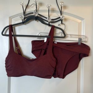 Athleta Burnt Orange Swimsuit Top Size 36D/DD Bottom Size L